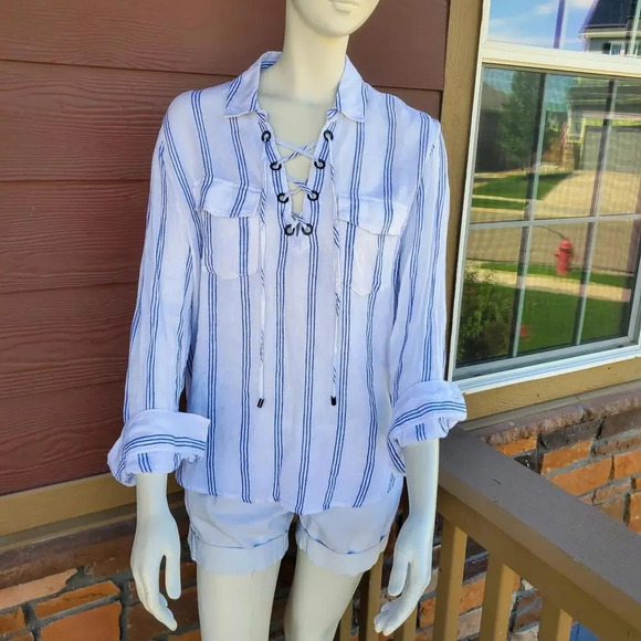 RAILS Matea Flamenco Striped Lace-Up Long-Sleeve Top Size Large NWOT - Picture 12 of 15